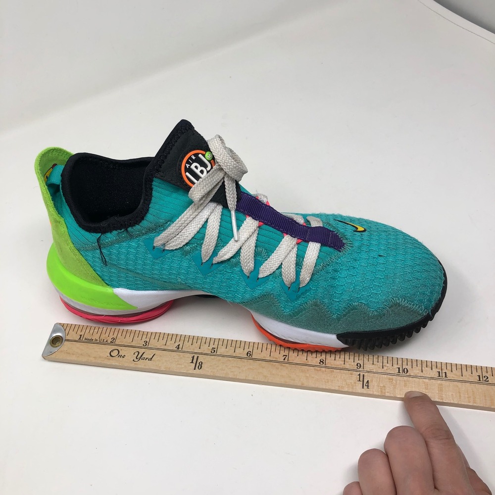 Nike LeBron 16 Low Mens 7.5 Basketball Shoes Hyper Jade Orange Green CI2668-301 - Picture 14 of 15